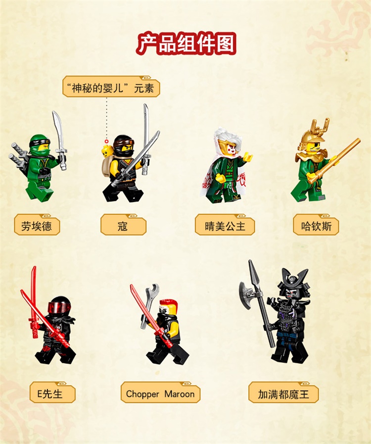 幻影忍者积木男孩子6拼装7玩具810岁加满都魔王复活神殿四元素神龙