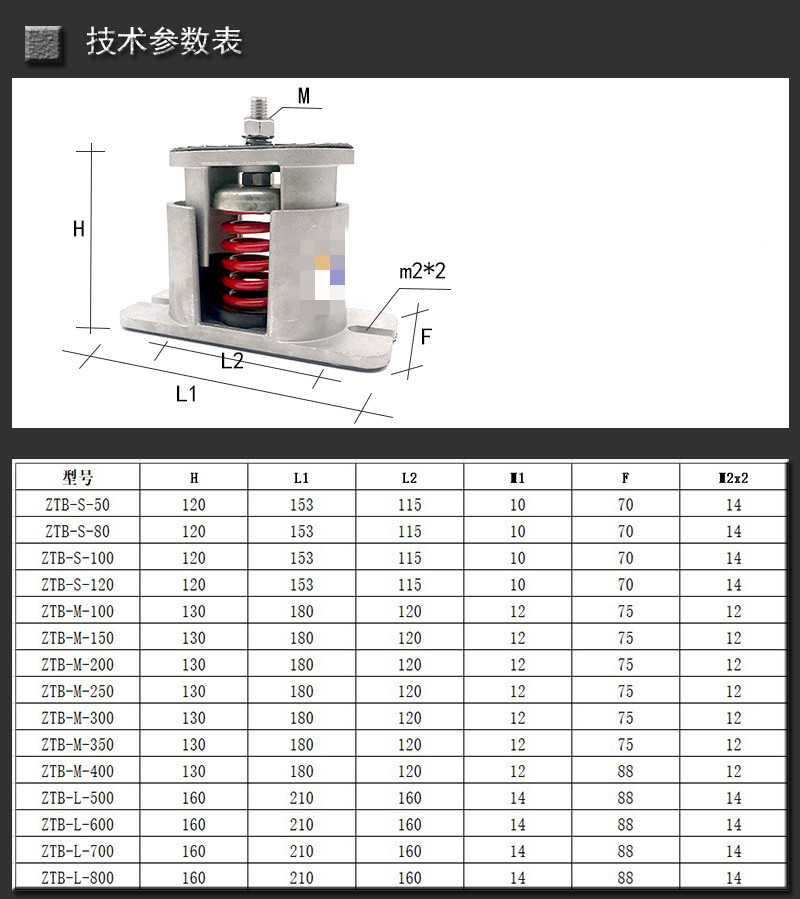 定制新款铝合金阻尼弹簧减震器风机水泵空调机组机械设备落地式防振垫