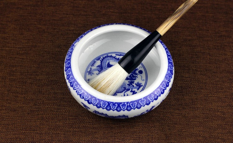 景德镇陶瓷笔洗笔筒笔搁三件套装大号小号仿古复古中国风青花瓷器书法
