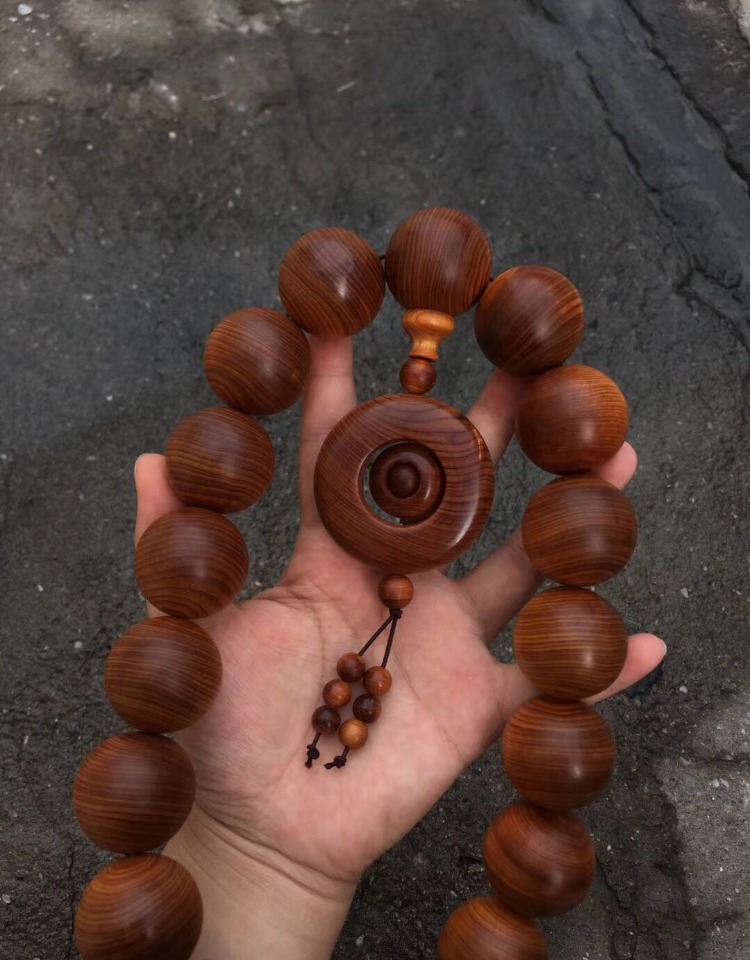 太行崖柏陈化黑油文玩佛珠手串手持车挂药香浓郁油性好30x18颗
