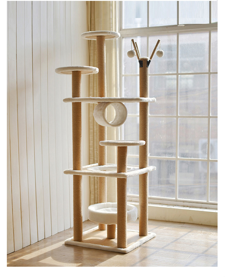 四季藤席猫抓板猫爬架大型猫抓柱密度猫树猫窝一体出口猫跳台 317【图