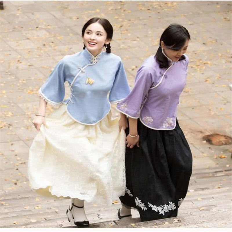 民国学生装青年装民国风女装古装五四学生装大家闺秀复古文艺两件套装