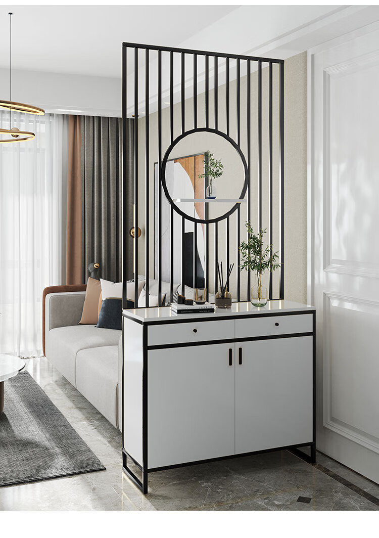 轻奢客厅玄关柜鞋柜进门入门鞋柜一体小户型铁艺屏风隔断柜置物架装饰