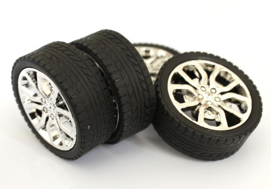 2545mm橡胶车轮玩具塑料小车轮模型制作配件科技小制作材料1套含4个