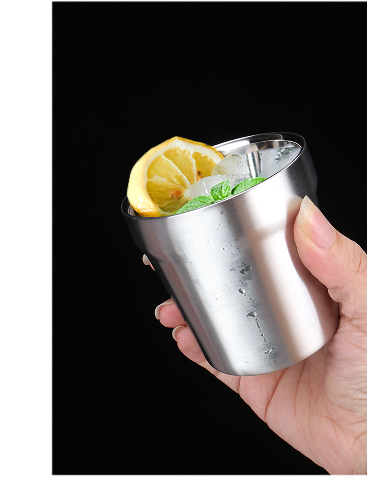 304不锈钢小水杯幼儿园儿童杯子双层防烫杯功夫茶杯小茶杯马克杯华荣