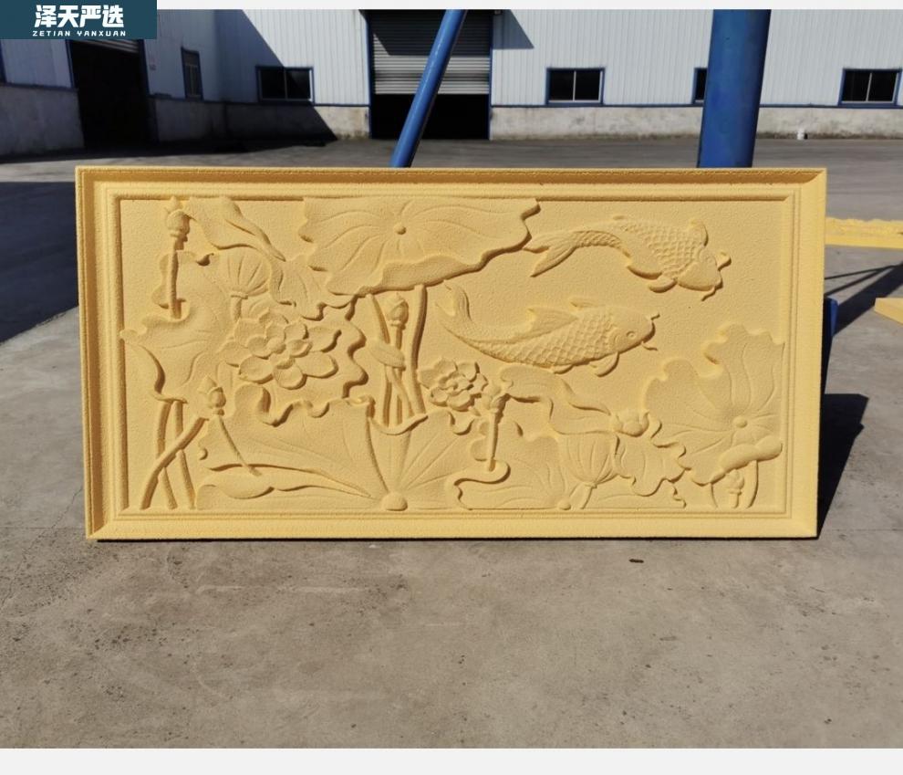 欧式eps浮雕别墅外墙装饰泡沫浮雕eps线条仿砂岩富贵花开浮雕 荷花鱼