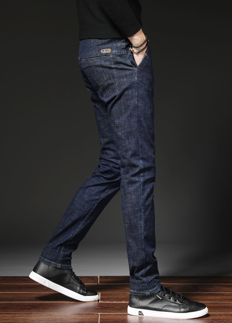 啄木鸟春秋冬季男装深蓝牛仔裤男秋季新款韩版潮流修身直筒裤男弹力男