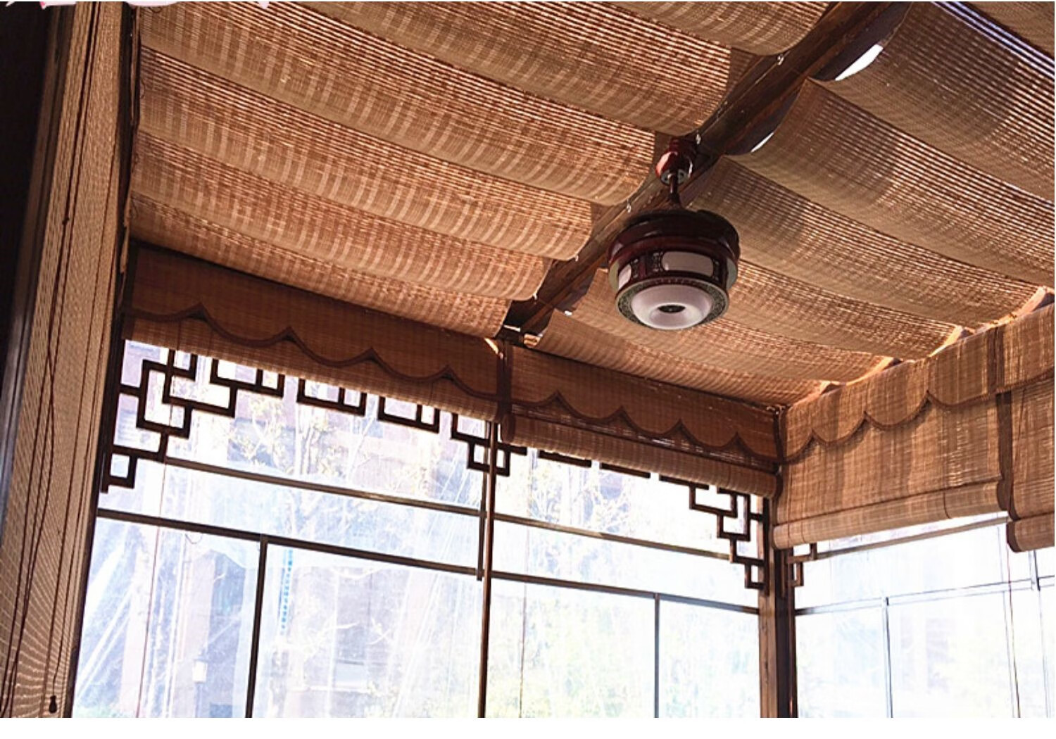 室外防水户外凉亭卷帘定制竹帘窗帘升降隔断推拉门帘阳台防水遮光挡风