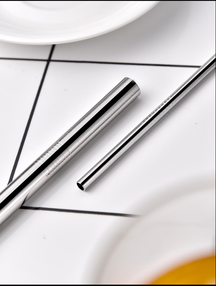 环保吸管非一次性304不锈钢吸管套装直弯粗珍珠铁耐热金属饮管组 本色