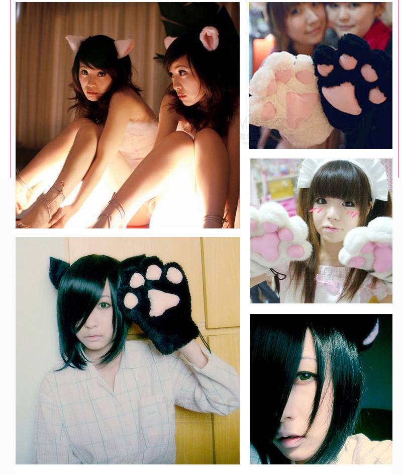 猫爪手套cos lolita猫爪手套尾巴猫耳朵道具cosplay卡通手套猫咪爪子