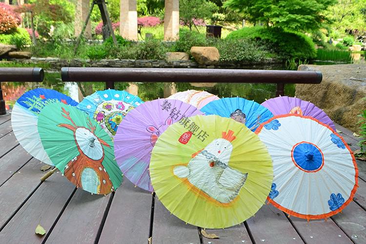 纸伞空白小纸伞油纸伞幼儿园diy手工绘画彩色装饰广告工艺伞红色直径
