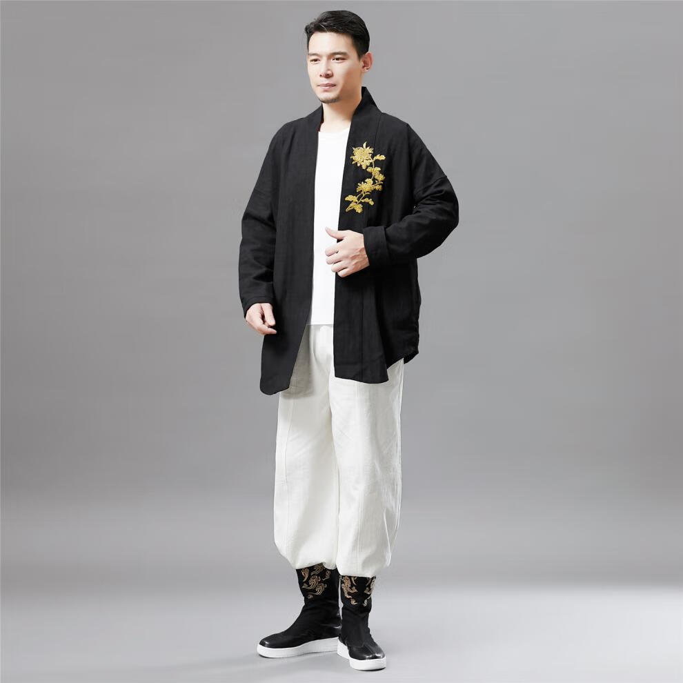 磐王男装 新中式服装男装道袍季汉服外套改良中国风茶禅服 藏蓝色 m