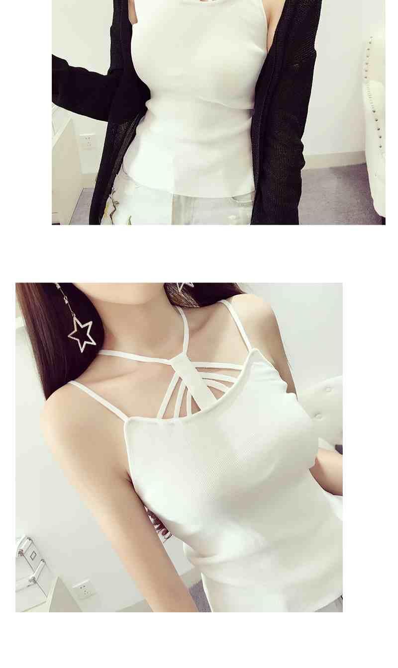 背心女吊带春夏新款韩版性感胸围镂空交叉挂脖针织吊带小背心女短款