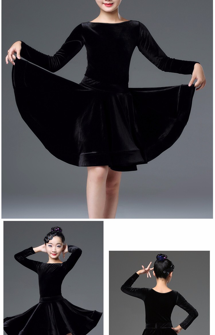 女童拉丁舞裙夏季女孩演出比赛少儿拉丁服装儿童舞蹈服练功服酒红色