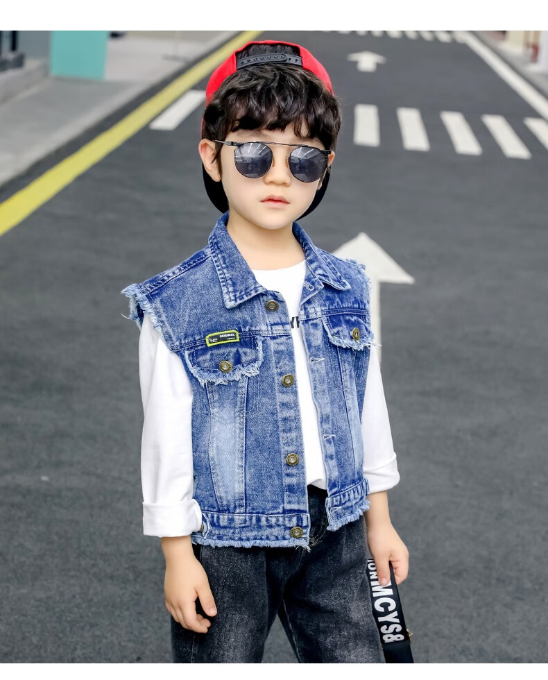 男童牛仔马甲儿童背心春秋装新款小中童坎肩外套男孩衣服3-12岁马夹
