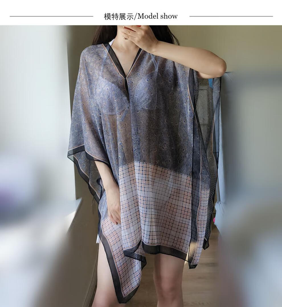 2022新款泳衣外披纱可下水 轻薄比基尼外搭罩衫雪纺多种穿法披纱泳衣