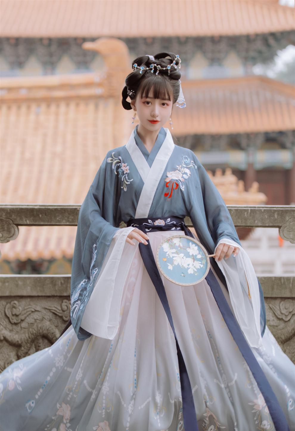 汉虞葵凤来仙汉韵阁芙蓉原创汉服女魏晋风交领齐腰襦裙中国风秋冬装三