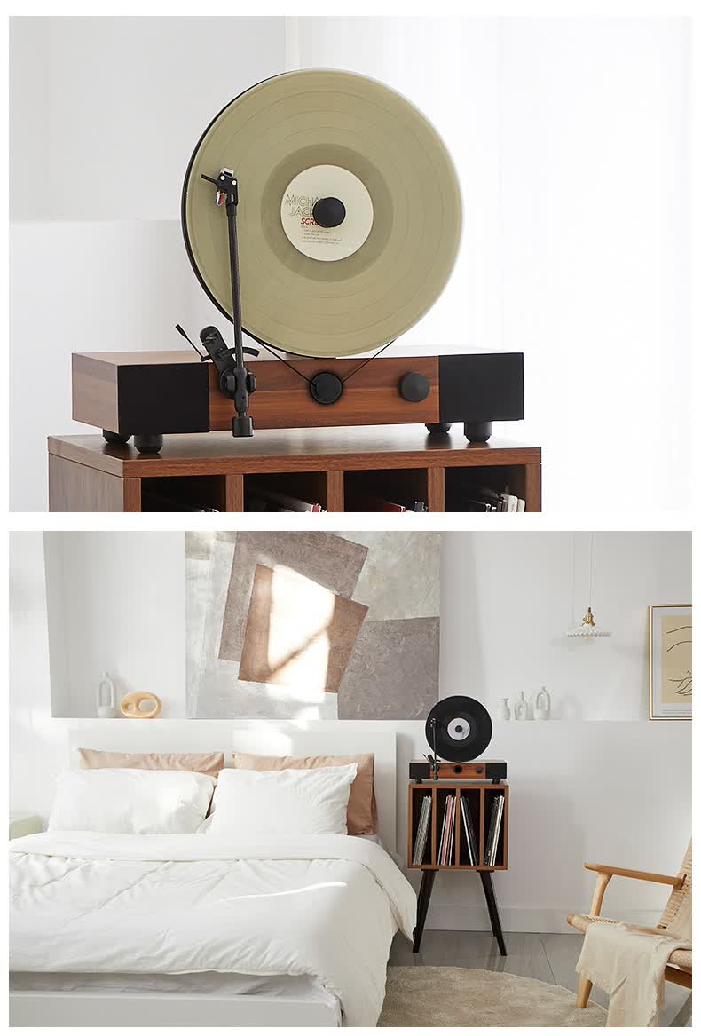 2022新款 格莱美唱片机格莱美升级版hifi立式黑胶唱片机lp复古留声机