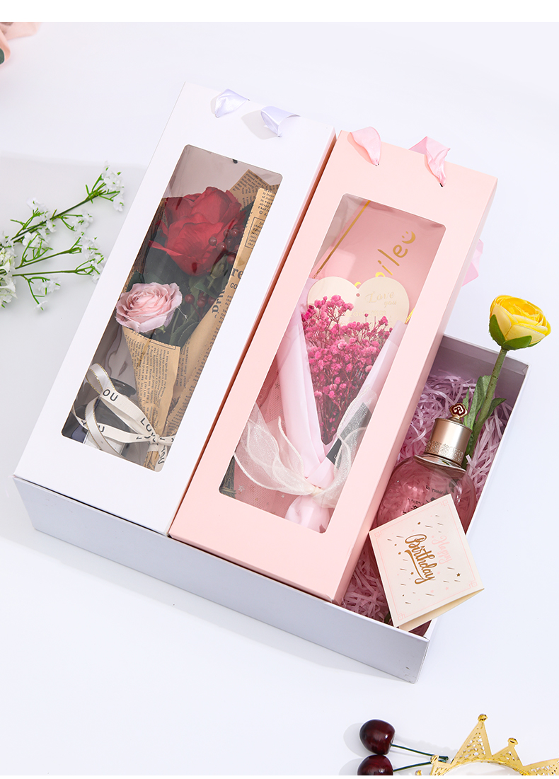 花盒花寻礼韵开窗袋手提花盒礼物透明橱窗小花束袋子鲜花手提袋包装盒