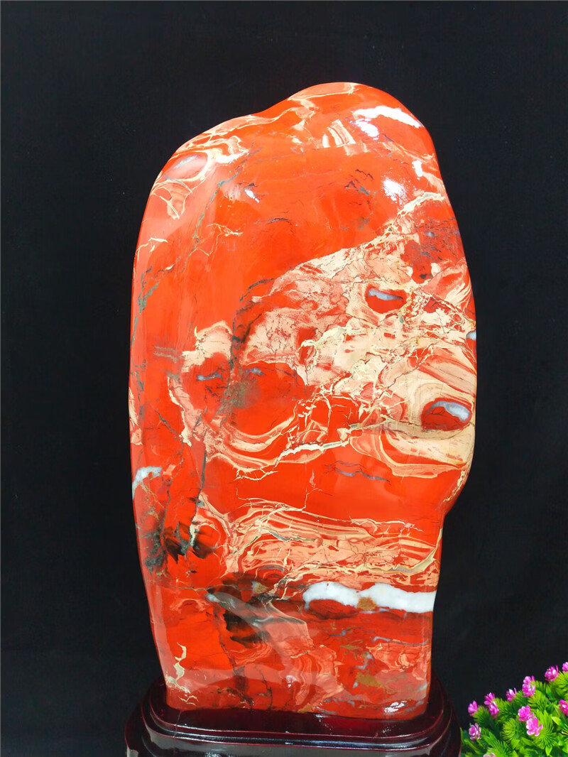 中大型南非红碧玉天然红色玉石奇石观赏石摆件客厅玄关办公室装饰