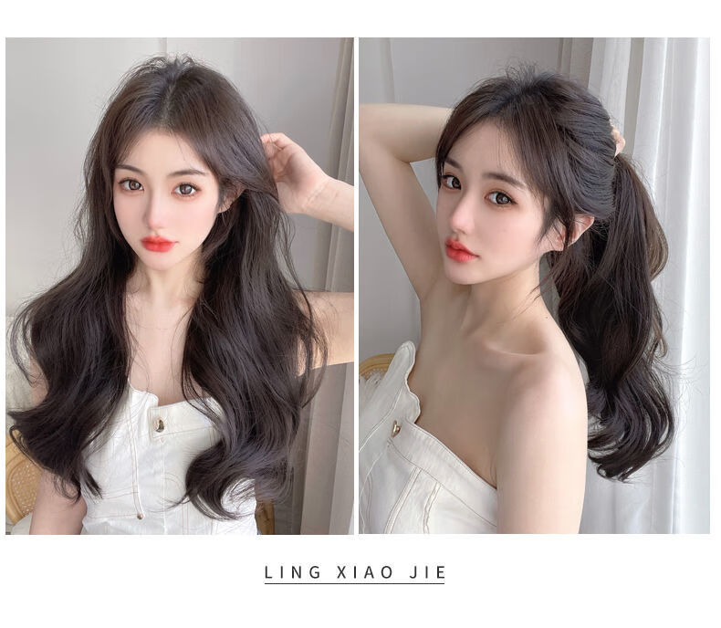 世雅微卷一片式u型假发片女蓬松增发量假发长发大波浪无痕接发自己接