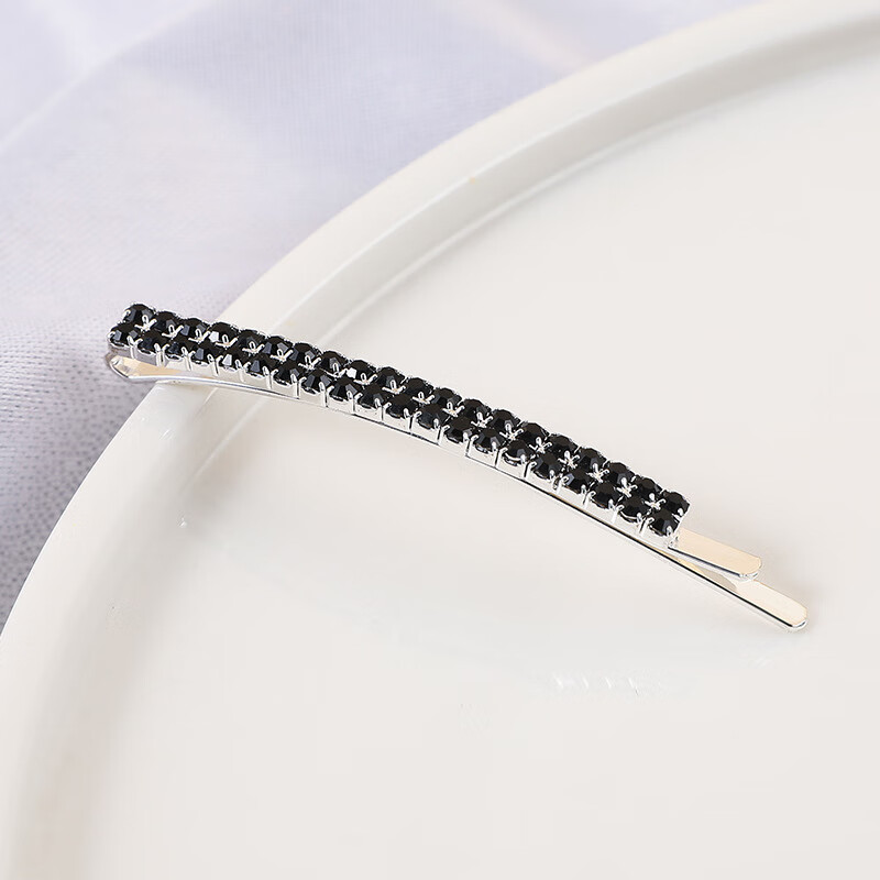 案妆 发夹双排彩色一字夹发饰少女头饰水钻发夹镶钻时尚刘海边夹 7