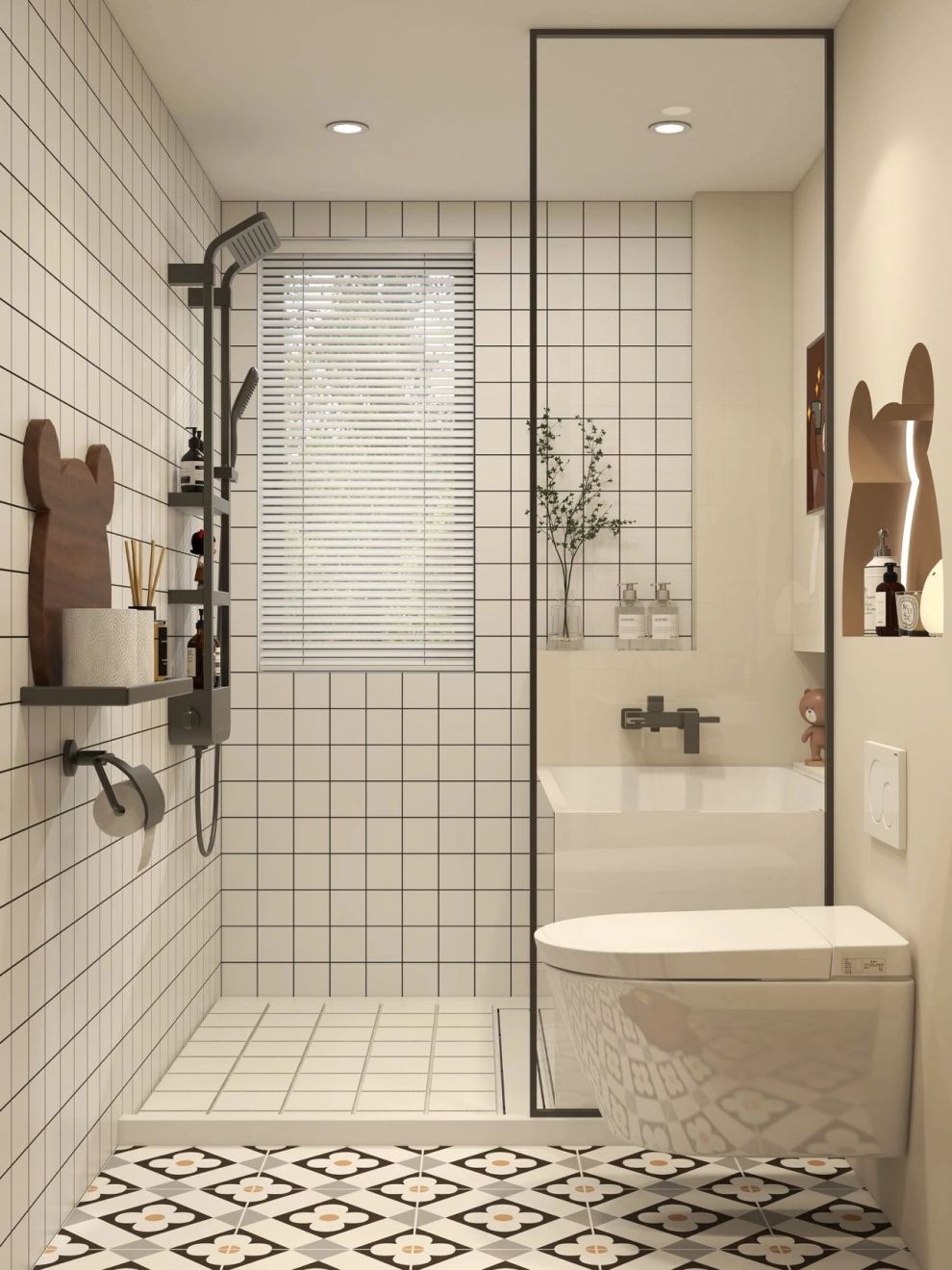 一体式卫生间卫浴淋浴间玻璃隔断浴室厕所马桶干湿分离半墙屏风极窄