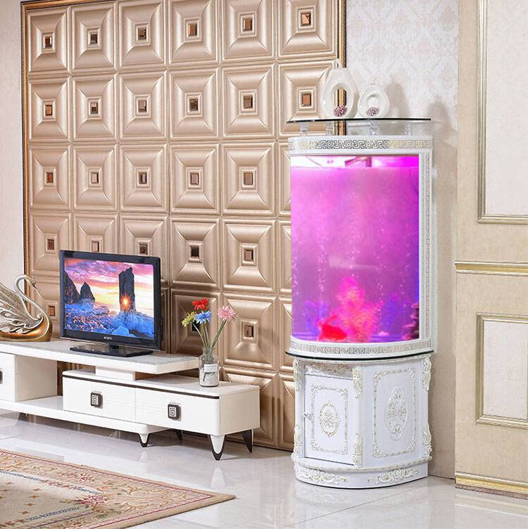 欧式半圆鱼缸水族箱 欧式半圆鱼缸水族箱客厅家用大型玻璃生态免换水