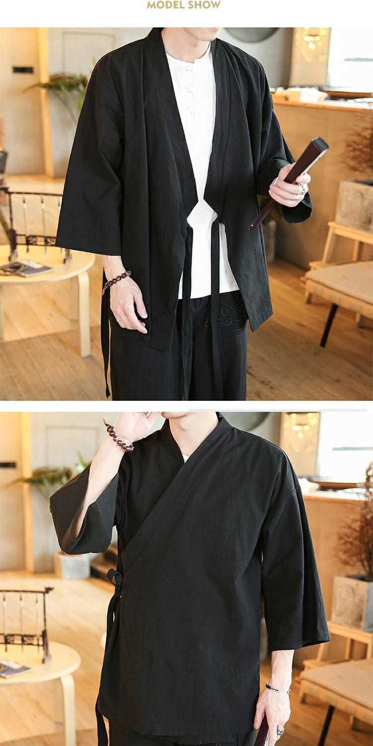 加梵森【】斜襟禅服王也道长古装同款衣服中国风武当复古风道袍