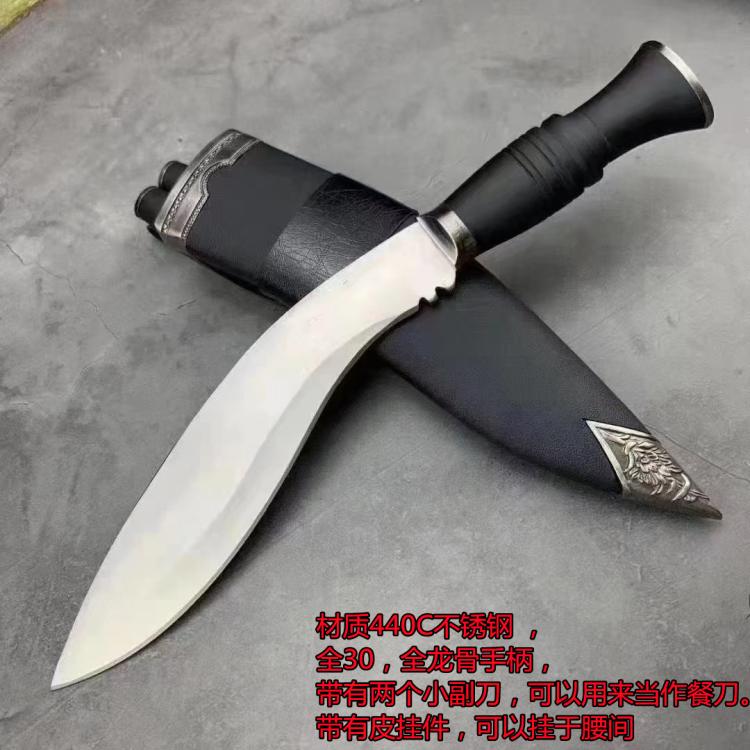 尼泊尔露营七孔开路刀刃弯刃荒野求生一体钢冷 明黄色 60以上 9.