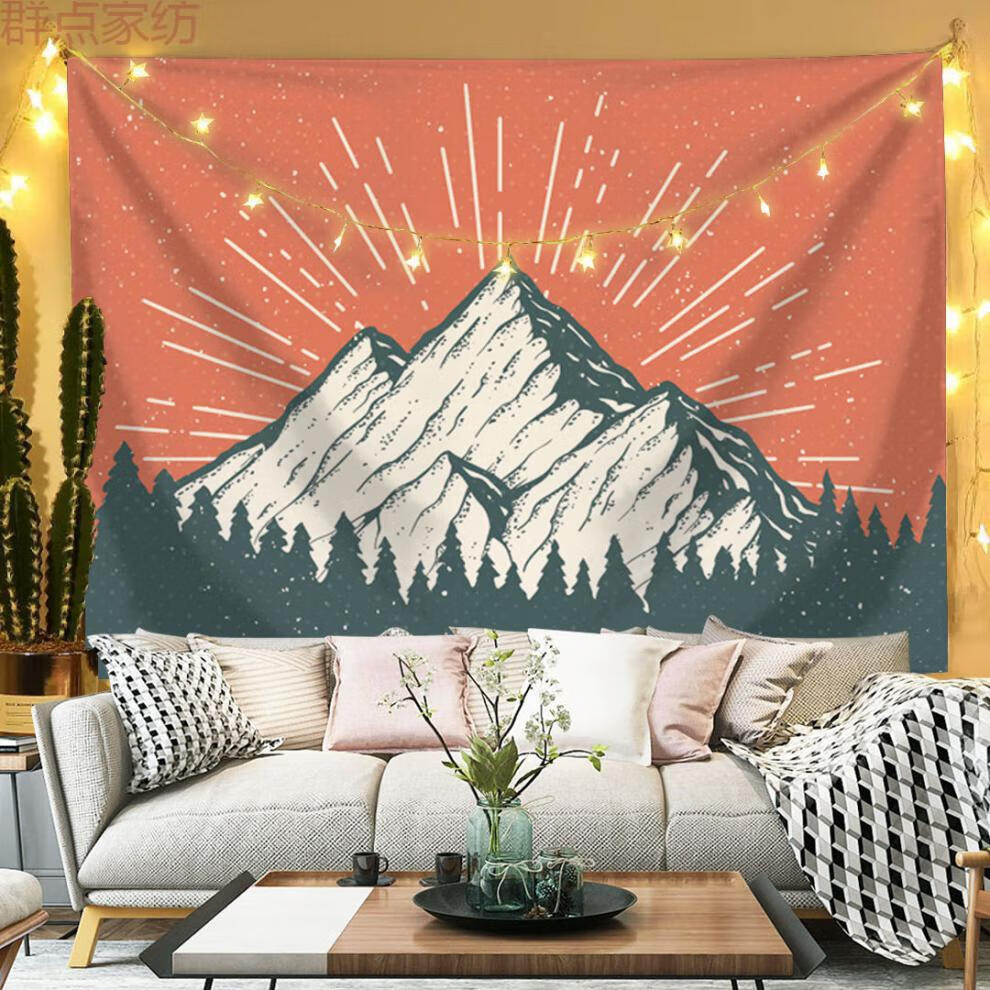 复古美式背景布野营墙壁装饰卧室床头挂布租房宿舍直播间布置挂毯3027