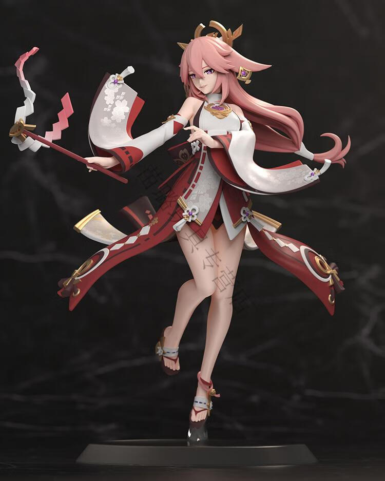 万代原神八重神子二次元游戏美少女模型动漫大巫女浮世笑百姿摆件 八