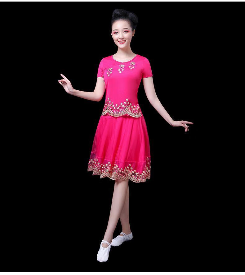 广场舞服装新款套装民族风跳舞衣服女舞蹈演出服中老年舞蹈套裙夏玫