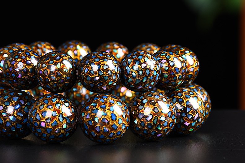 大漆手串 慕礼大漆珠满贝壳满螺钿佛珠手串女士手链非遗工艺国风礼品