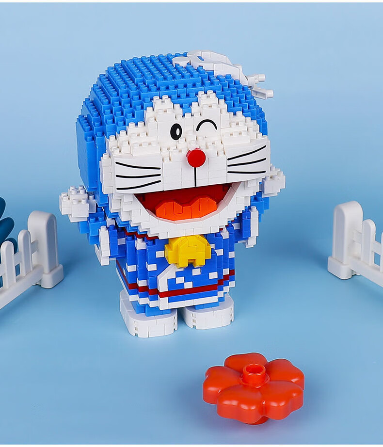 2022新款兼容某高哆啦a梦积木机器猫小颗粒拼装女孩系列叮当猫成人高