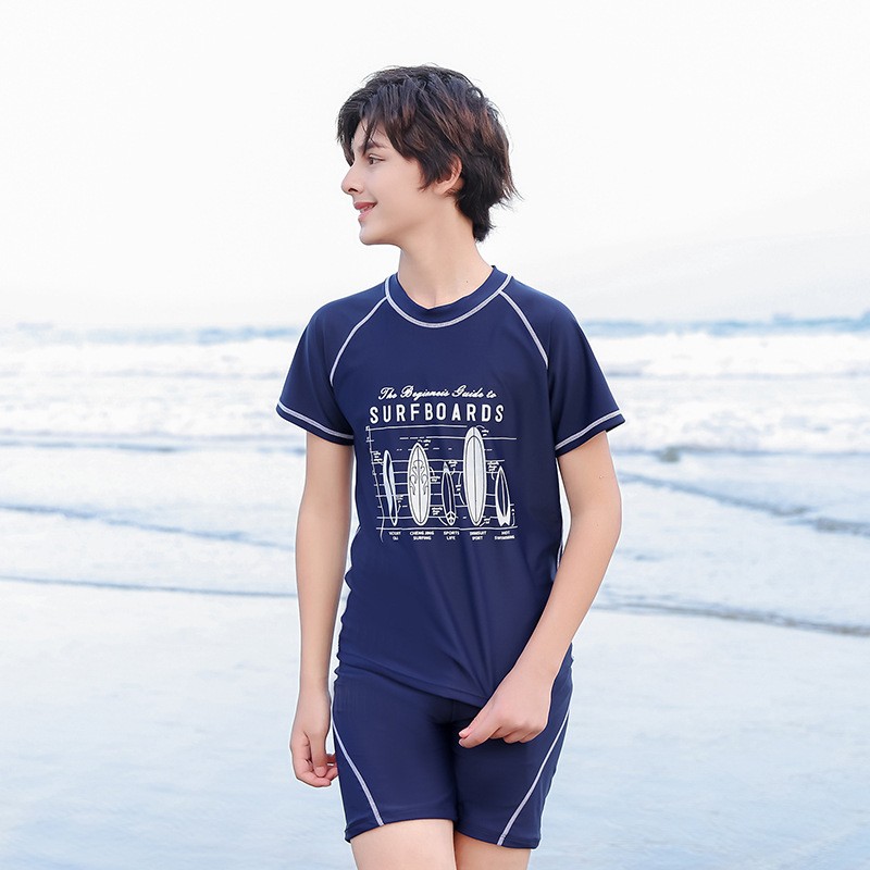 儿童泳裤男童宝宝幼儿小中大童学生平角游泳裤泳帽泳镜训练泳装海底