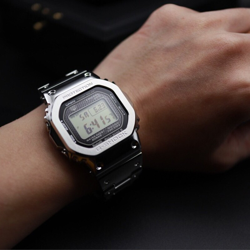 卡西欧casiogshock金色方块六局电波蓝牙多功能男士运动表49096金属