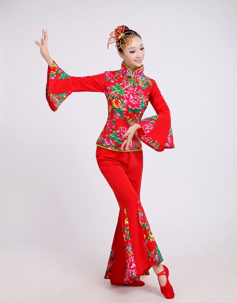 东北大花抖音网红大花布村姑衣服女二人转演出服喜庆民族舞广场秧歌服