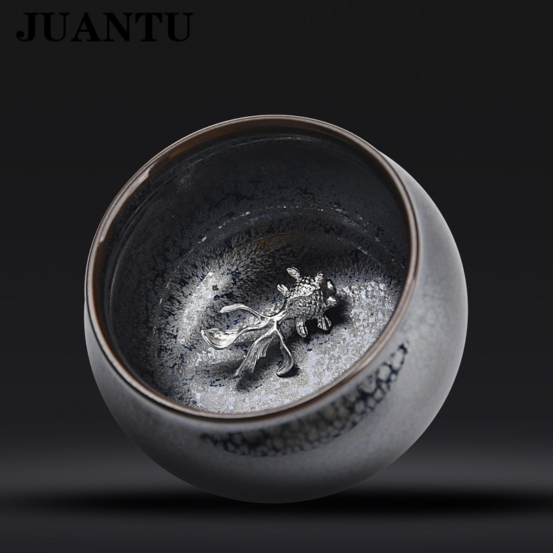 juantu茶具陈为椿镶银鱼天目釉建盏茶杯陶瓷窑变家用名家功夫主人杯盏