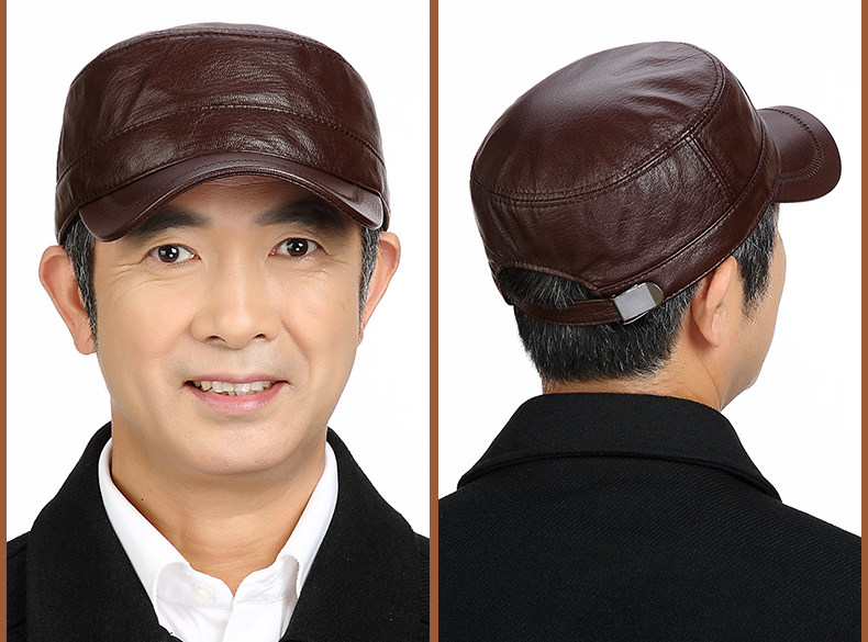 大老板皮帽真子男秋冬中老年男士帽子老人单帽老头爷爷帽薄款压舌冒孑