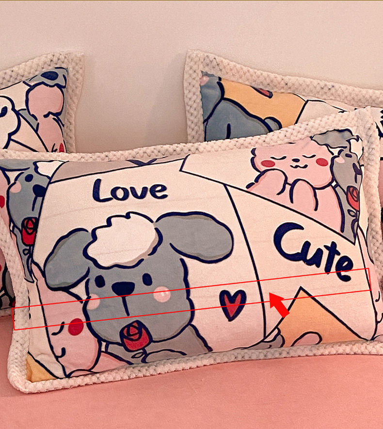 牛奶绒成人情侣枕套枕头皮单人枕头套子ins风可爱儿童枕头罩珊瑚绒