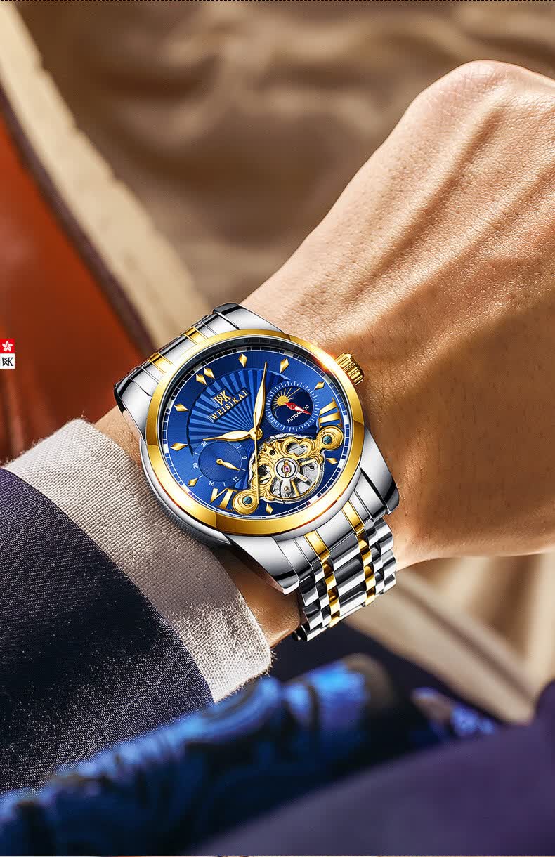 2022新款威斯凯手表男陀飞轮自动机械表防水男士手表机械表全自动机械