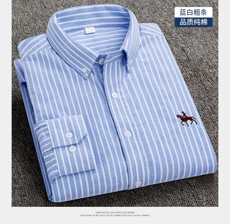 保罗polo纯棉格子衬衫男士长袖春秋季商务休闲衬衣中青年宽松大码打底