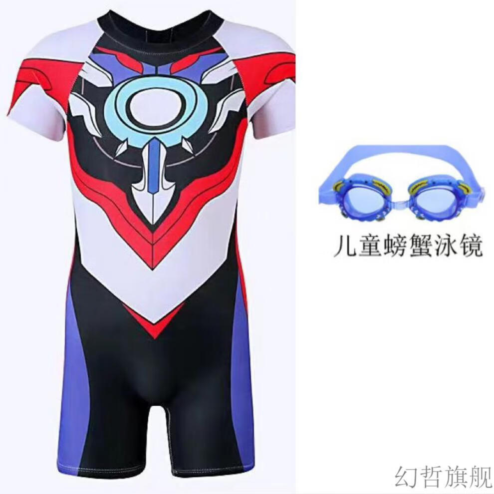 男童连体奥特曼泳衣新款儿童泳衣裤男童连体泽塔赛罗奥特曼衣服男孩