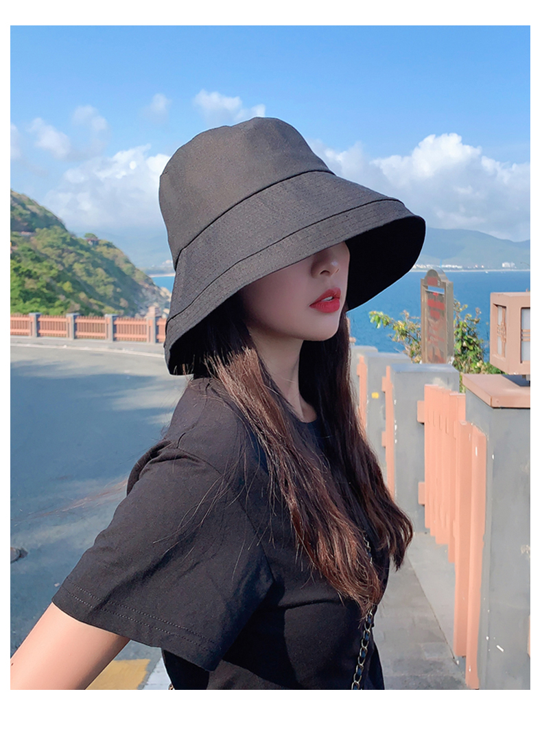 女生夏天遮阳帽庶阳冒大帽檐薄款遮脸大檐渔夫帽子女式夏季戴的气质款