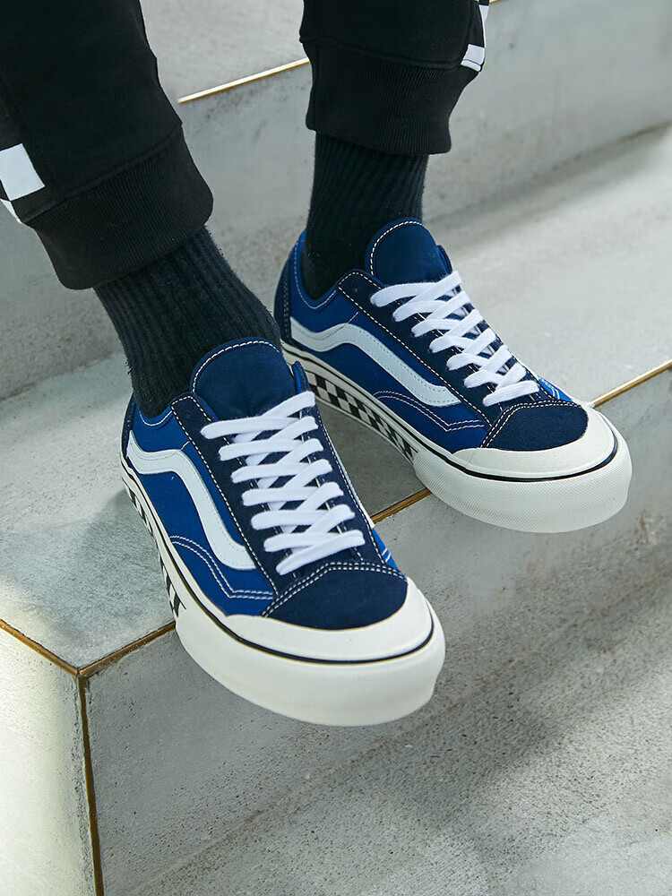vans范斯品牌 style 36克莱因蓝棋盘格男鞋女鞋板鞋【商场同款】 蓝色