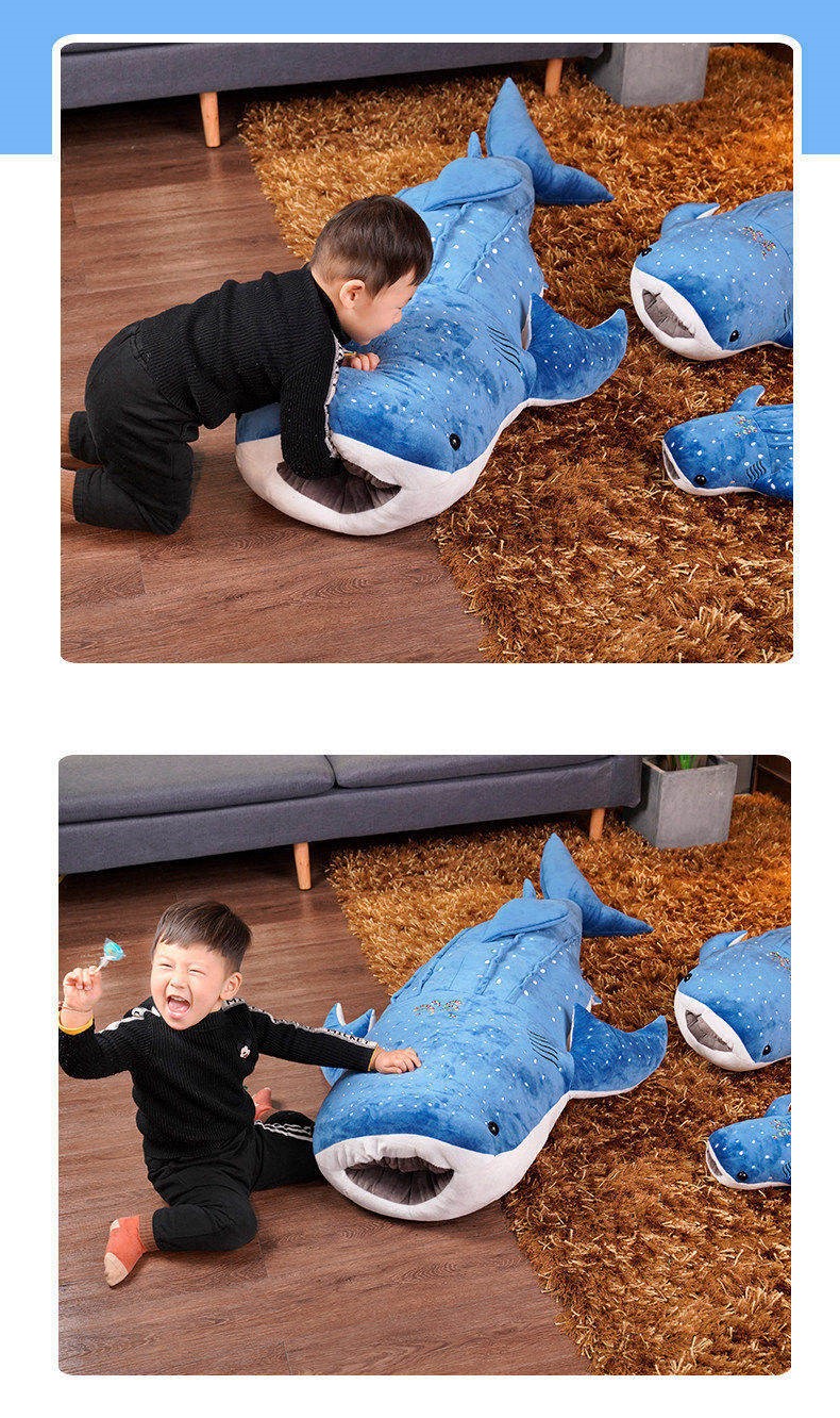 鲸鱼公仔蓝鲸鲨儿童抱枕毛绒玩具公仔床上睡觉玩偶头鲨鱼布娃娃女生