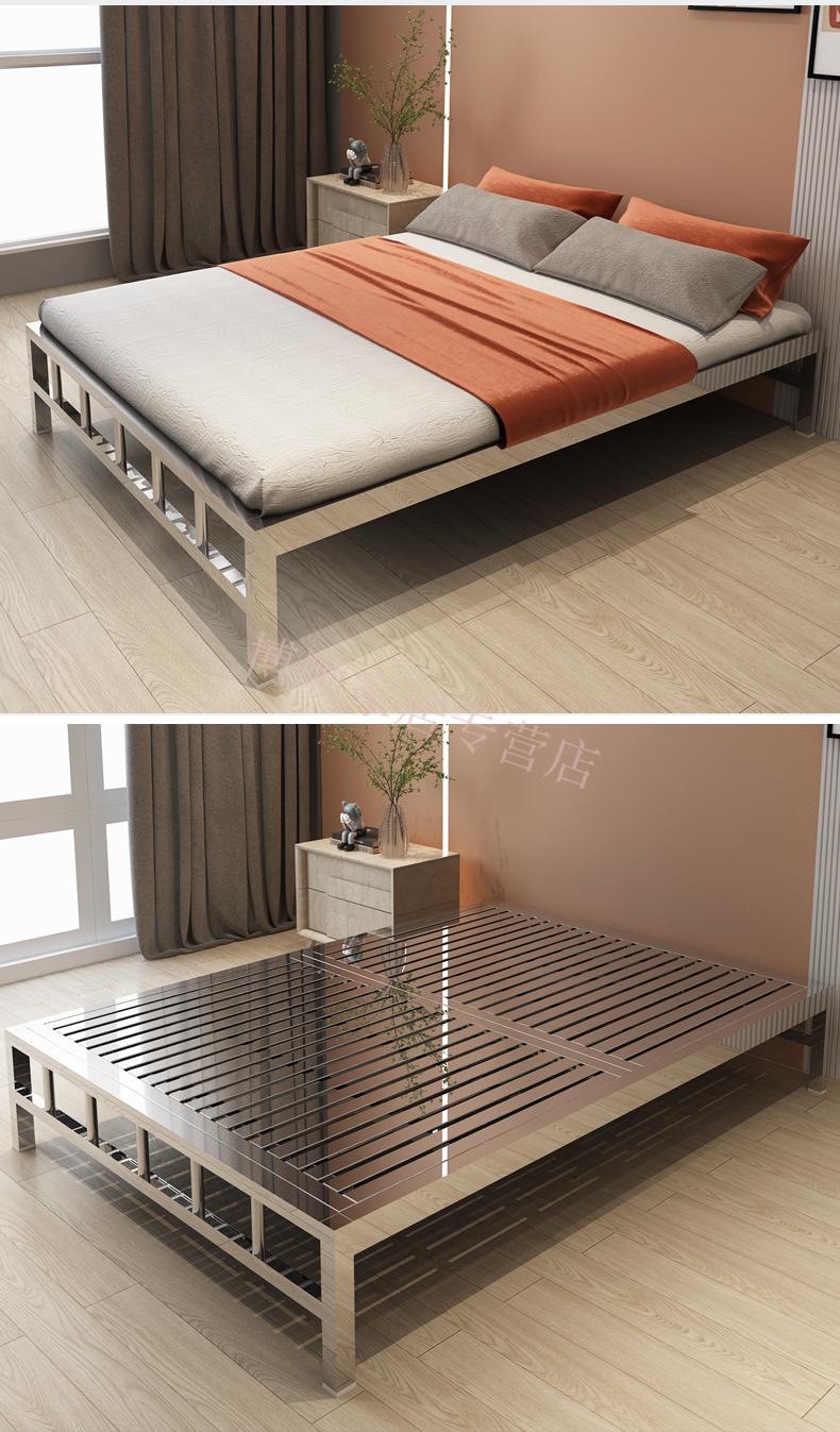 玖曌不锈钢床15米床架加厚环保卧室1m榻榻米拼接床架铁艺床304不锈钢
