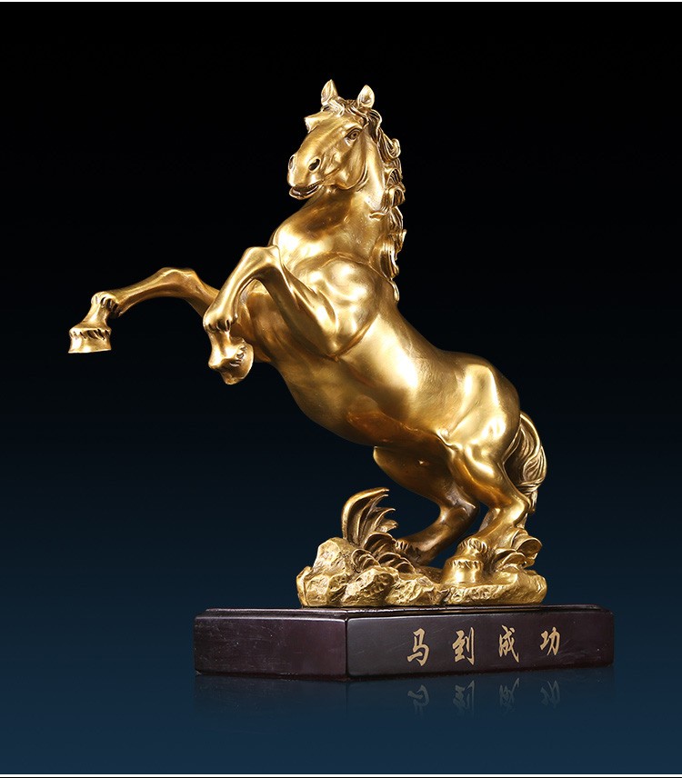 opdamyi 纯铜马摆件开业乔迁晋升送客户商务礼品黄铜马家居客厅公司