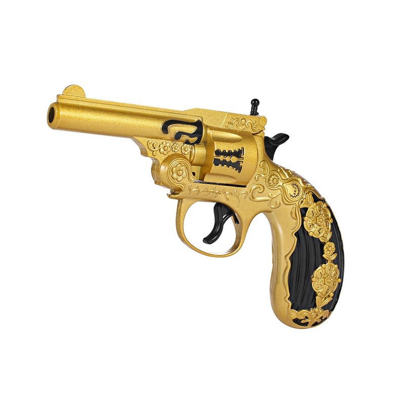 【18厘米全金属】侧开左轮砸子炮纸玩具枪全合金7080经典收藏怀旧信号